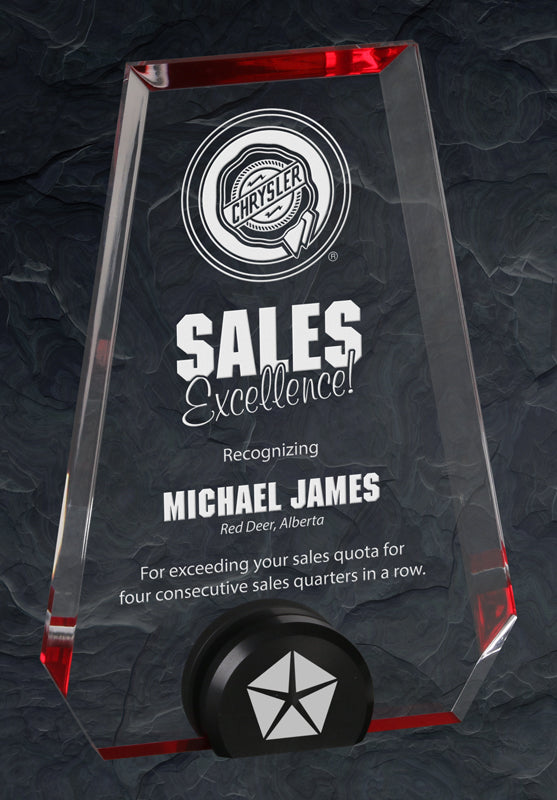 Pinnacle - Radiant Acrylic Award (Available in 3 Colors and Sizes) - Laser Engraving Includes