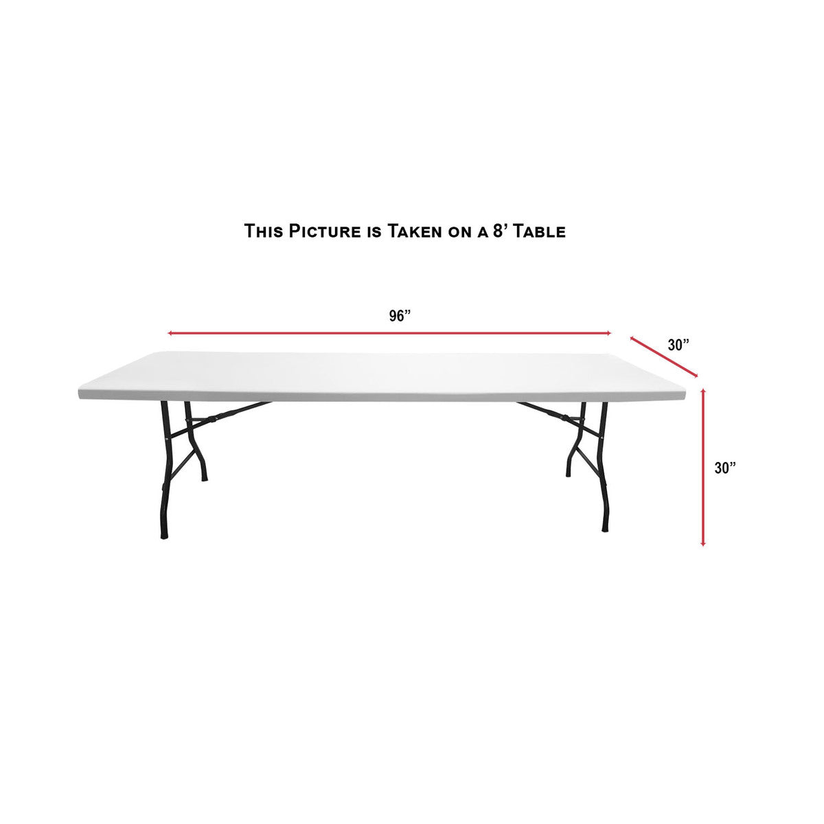 Full Color Sublimated Table Cloth for 8' table - Drape style, 4 sided, Closed Back