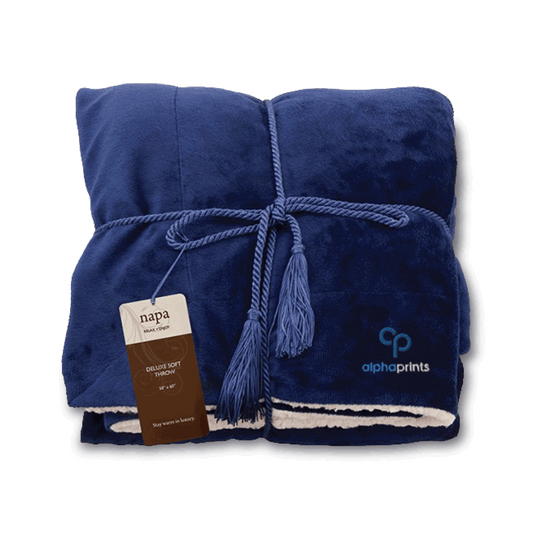 Deluxe Lambswool Throw Blanket - Logo Embroidered