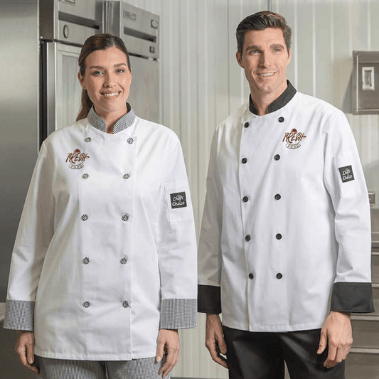 Chef Coat with Contrast Trim - Logo Embroidered