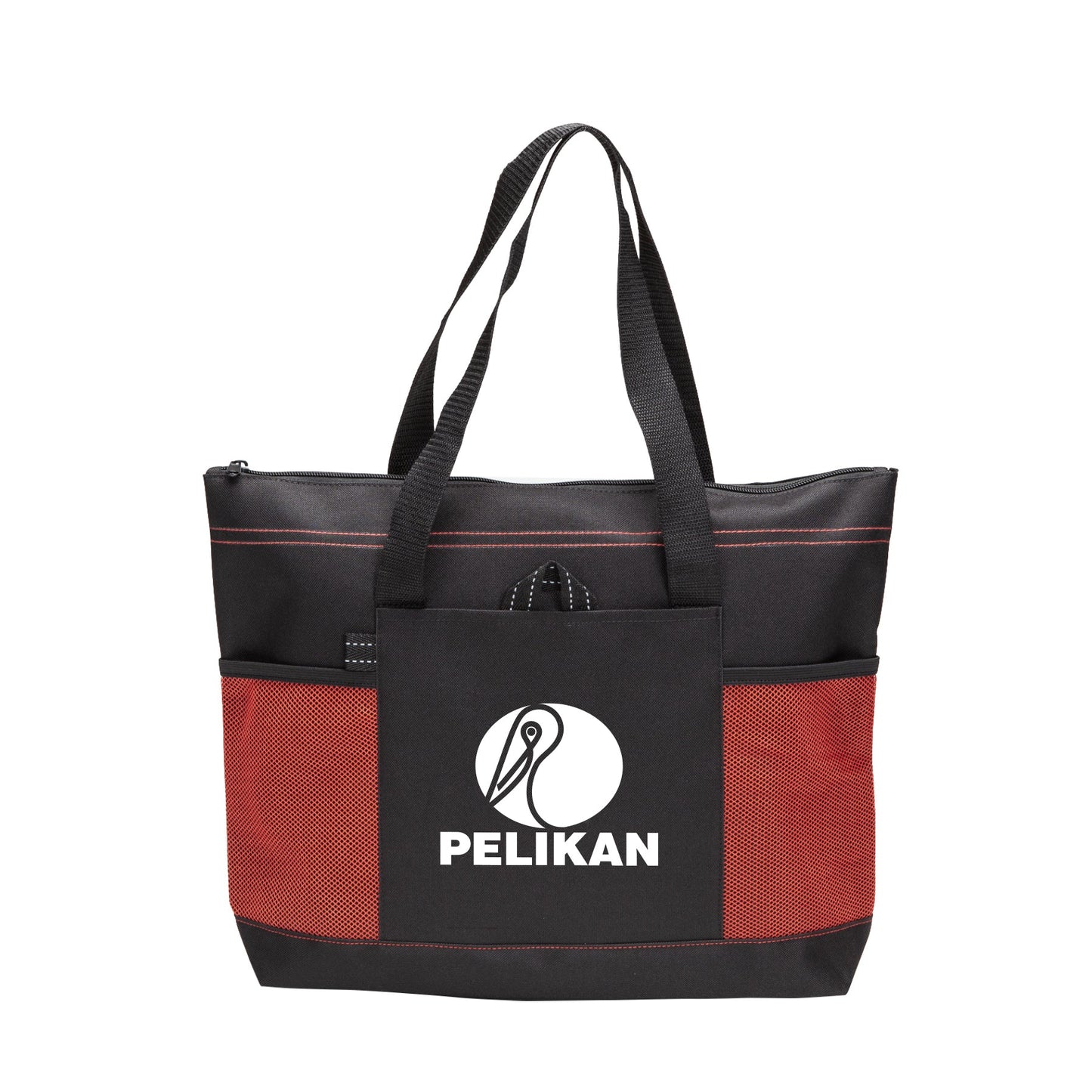 Aloha Tote Bag with Mesh Front pockets and Zipper Closure 17.25"W x 13.25"H x 4.5"D - Single Color or Full Color Printing