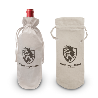 Canvas 1 Bottle Wine Drawstring 5oz 6.5”W x 14.5”H