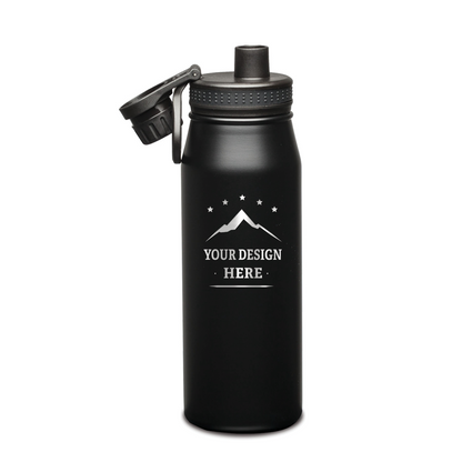 Cienega SS Double Wall Vacuum Insulated Water Bottle w/ Twist Chug Lid 27oz - Laser Engraving Logo - 12pcs to Start