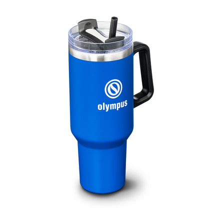 Double Insulated Compeer Handle Travel Mug w/Straw 40oz - Single Color or Full Color Printing