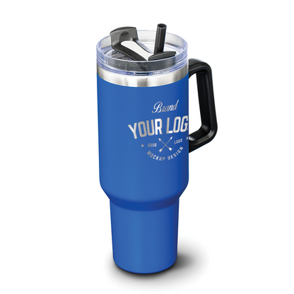 Double Insulated Compeer Handle Travel Mug w/Straw 40oz - Laser Engraving Logo - 12pcs to Start