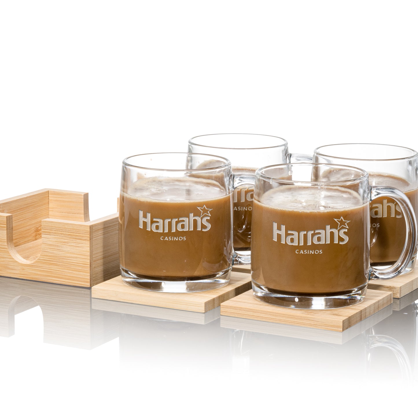 Nordic Mug & Bamboo Coaster Set - Deep Etch and Laser Engraving Decorated (Rigid Gift Box Includes)