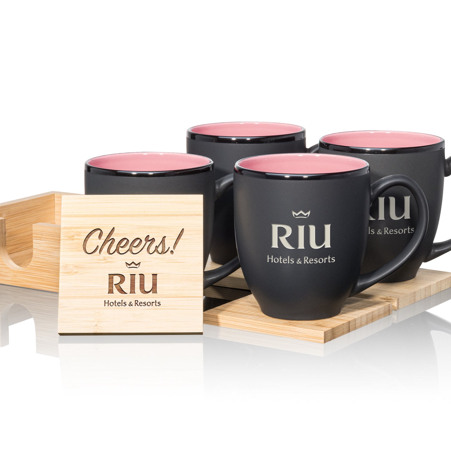 Dereham Mug & Bamboo Coaster Set - Deep Etch and Laser Engraving Decorated (Rigid Gift Box Includes)