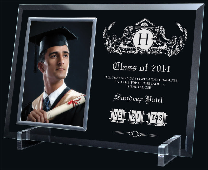 Glass Photo Frame / Holder - Glass Award (Available in 2 Sizes) - Laser Engraving Includes