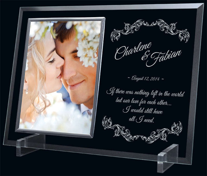 Glass Photo Frame / Holder - Glass Award (Available in 2 Sizes) - Laser Engraving Includes