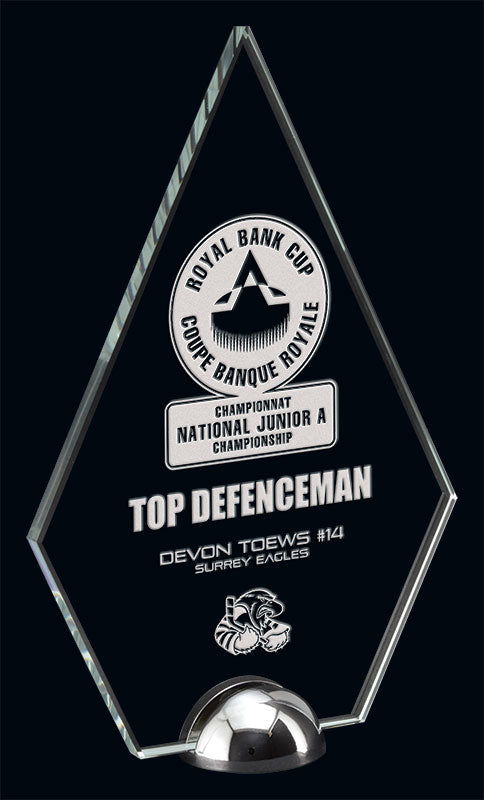 Hockey Series - Glass Award (Available in 8 different shape styles) - Laser Engraving Includes