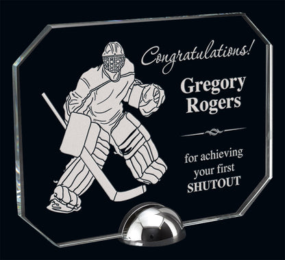 Hockey Series - Glass Award (Available in 8 different shape styles) - Laser Engraving Includes