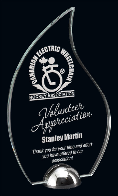 Hockey Series - Glass Award (Available in 8 different shape styles) - Laser Engraving Includes