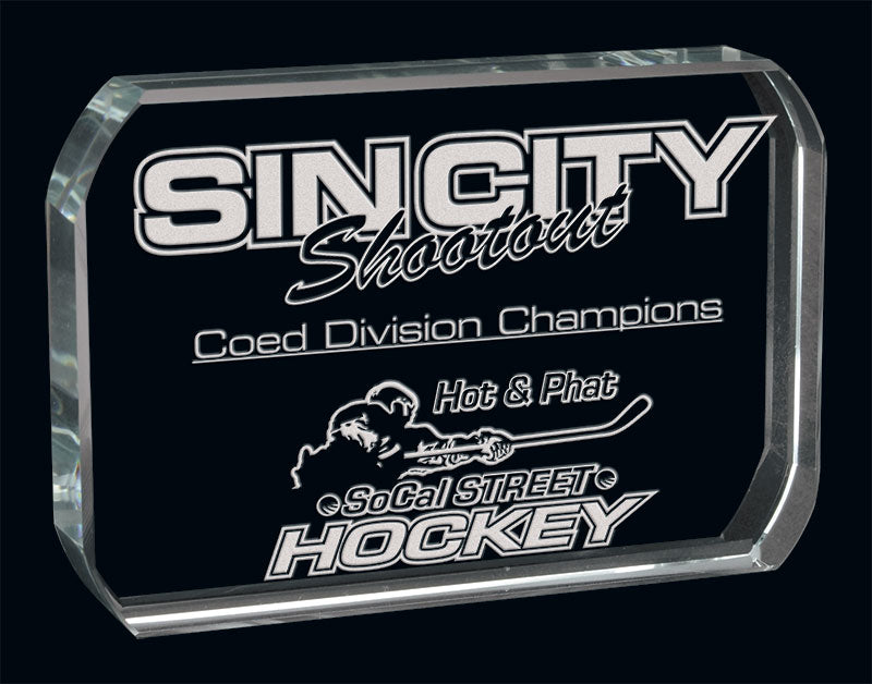 Hockey Series - Glass Award (Available in 8 different shape styles) - Laser Engraving Includes