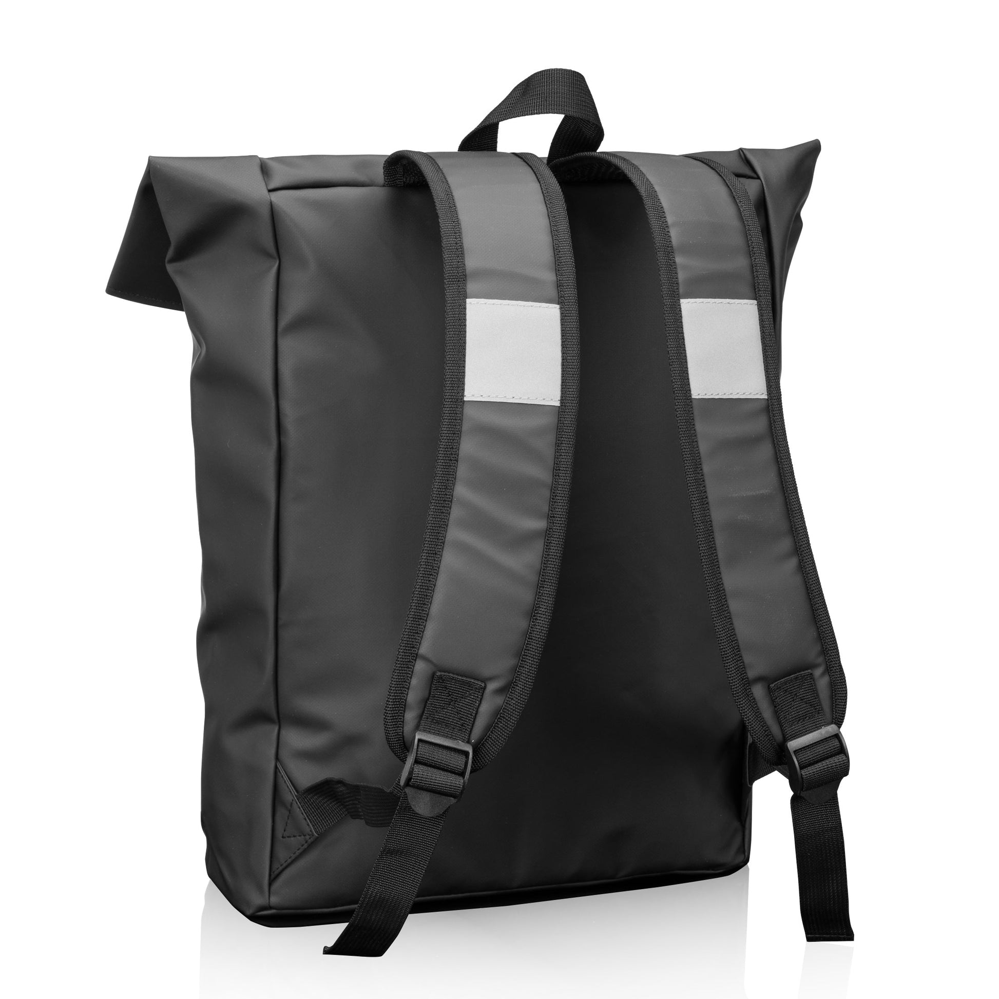 Black backpack with two straps and zipper