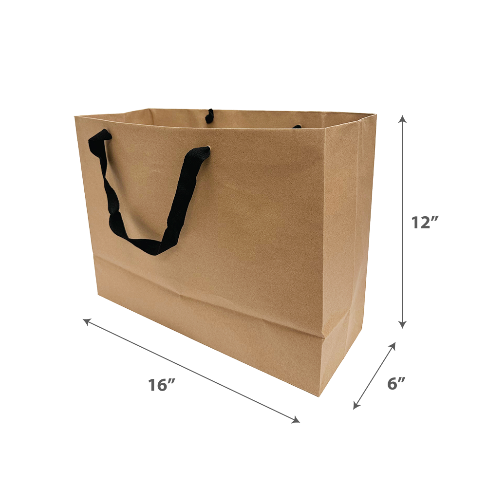 Manhattan Style Heavy Weight Kraft Paper Bags 200gsm - 16"W x 6"D x 12"H