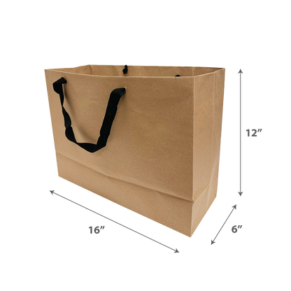 Manhattan Style Heavy Weight Kraft Paper Bags 200gsm - 16"W x 6"D x 12"H