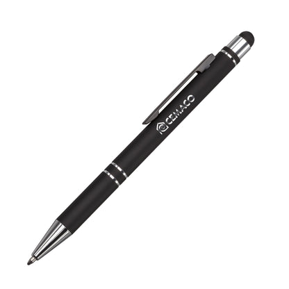 Scroll Metal Ballpoint Pen with Stylus - Laser Engraved Logo