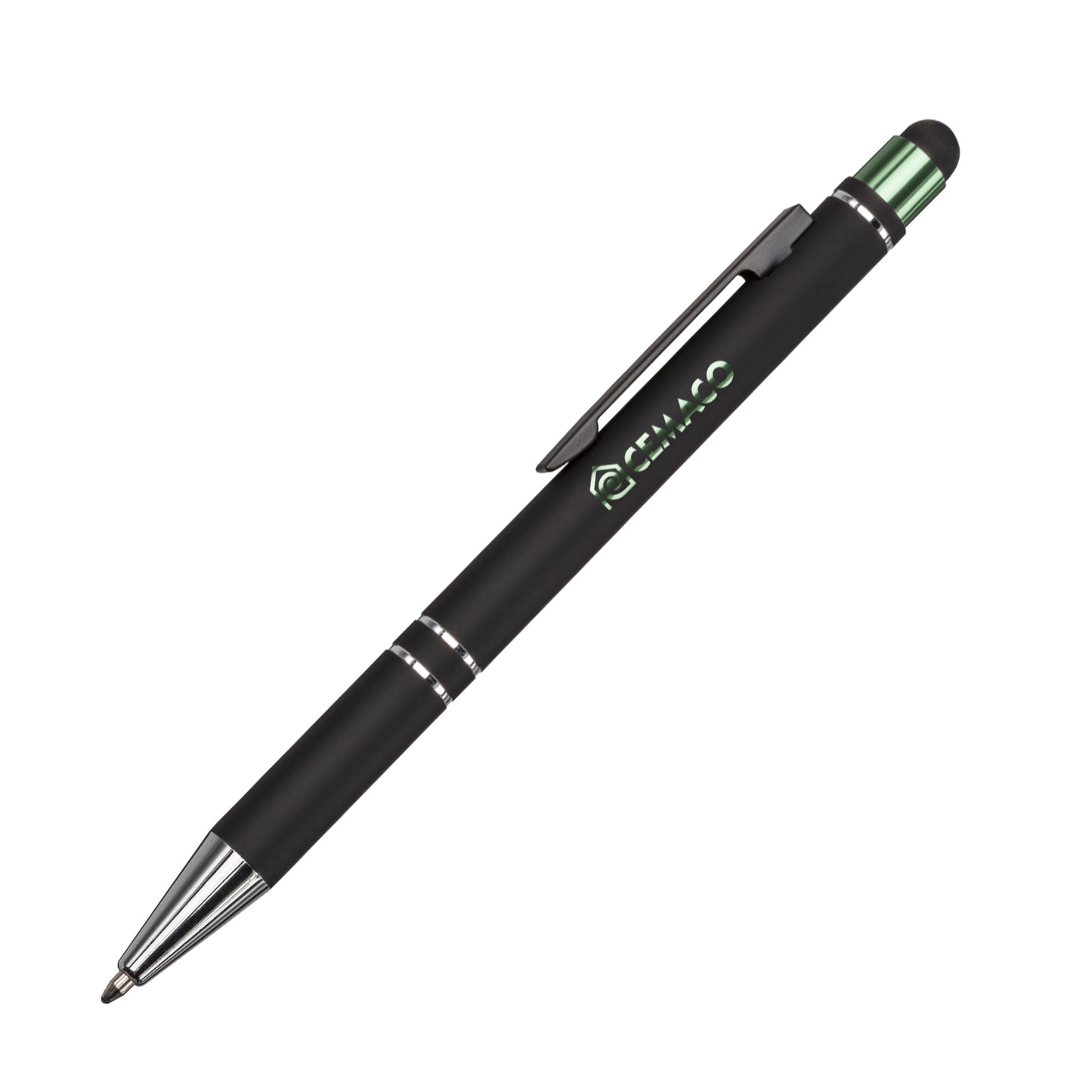 Scroll Metal Ballpoint Pen with Stylus - Laser Engraved Logo