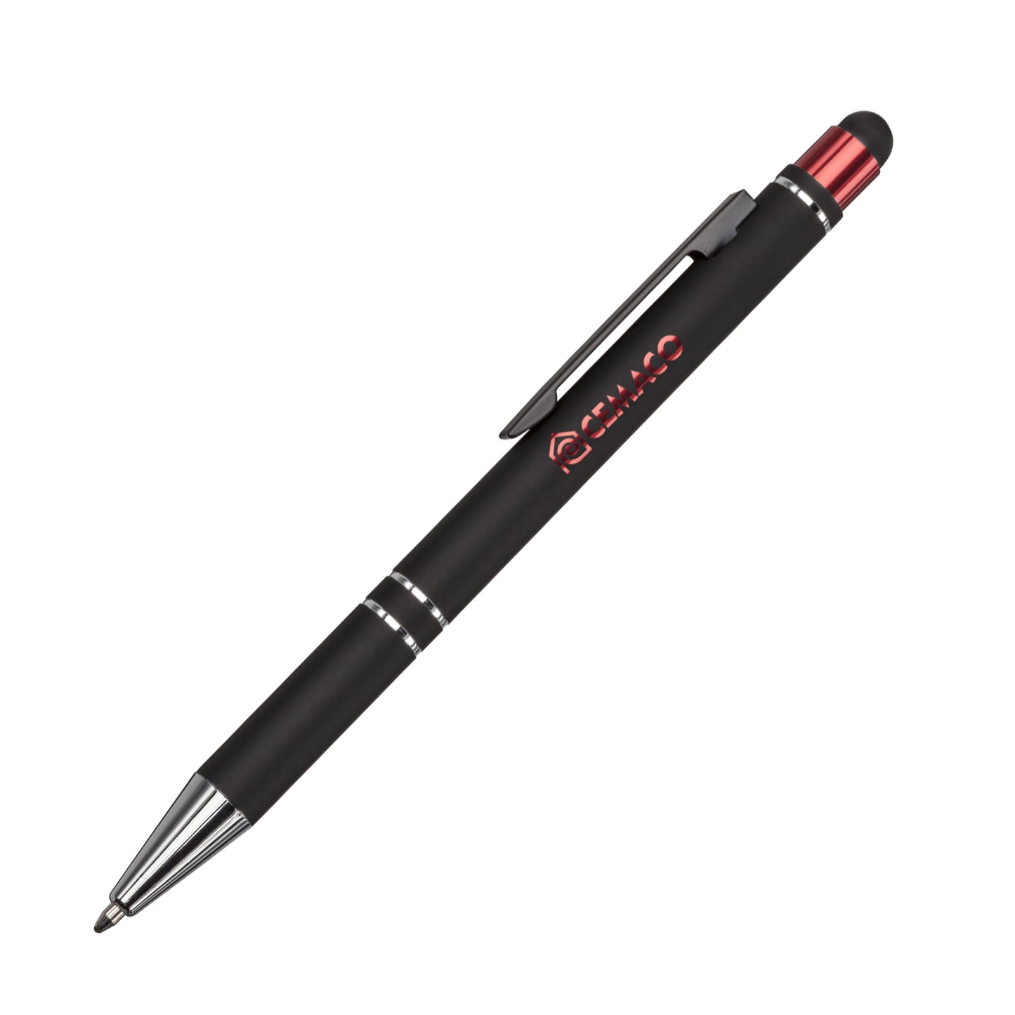 Scroll Metal Ballpoint Pen with Stylus - Laser Engraved Logo