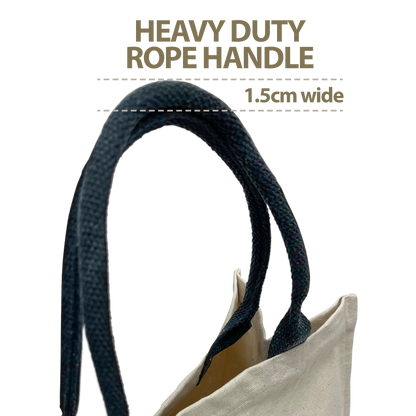 Heavy Duty Canvas Grocery Tote Bag 12oz with Strong Rope Handle 13"W x 7"D x 14"H