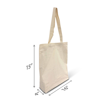 Canvas Promotion Tote Bag 5oz with 12" Long Handle 15"W x 3"D x 16"H