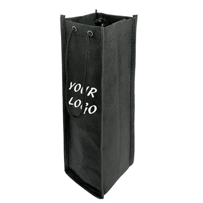 Single Bottle Non-Woven Wine Bag with Rope Handle - 3.5”W x 3.5”D x 13”H - 80gsm