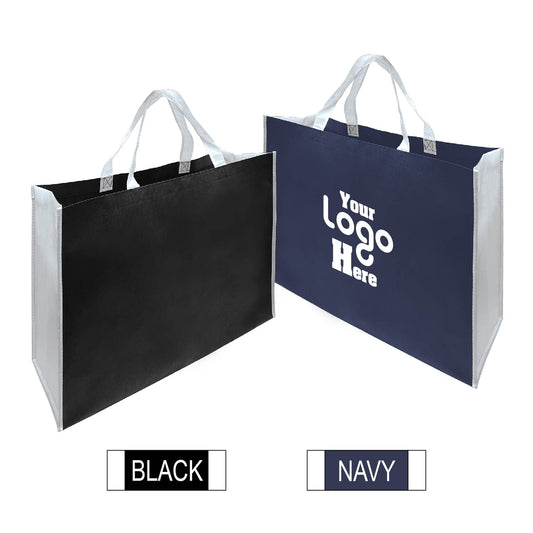 Jumbo Heavy Duty 2 Tone Mixed Color Promotional Non-woven Shopping Bags -Extra Large 20"W x 8"D x 16"H - 100gsm