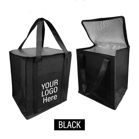 Thermal Grocery Bag with All Around Zipper and Insert Pocket 13”W x 10"D x 15”H - 2.5mm insulation