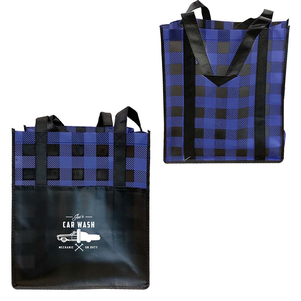 LUMBERJACK PLAID LAMINATED TOTE - 13″ W x 15″ H x 10″ D