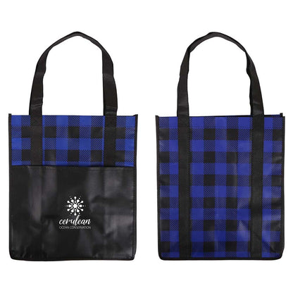 LUMBERJACK PLAID LAMINATED TOTE - 13″ W x 15″ H x 10″ D