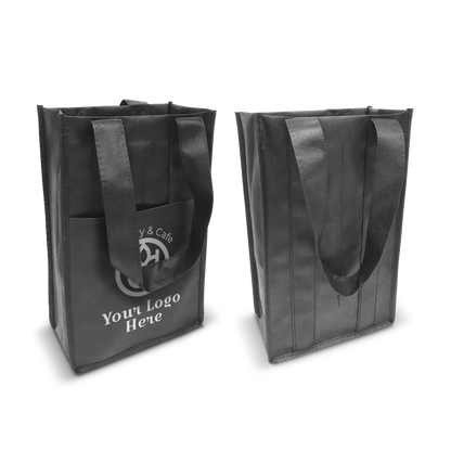 2-Bottles Non-Woven Wine Bag with Insert Pocket 80gsm 7”W x 3.5"D x 12”H