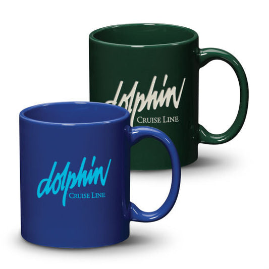 11oz Malibu Ceramic Mug In a Variety of Colors - Single Color or Deep Etch Logo (Packaging Box Includes)