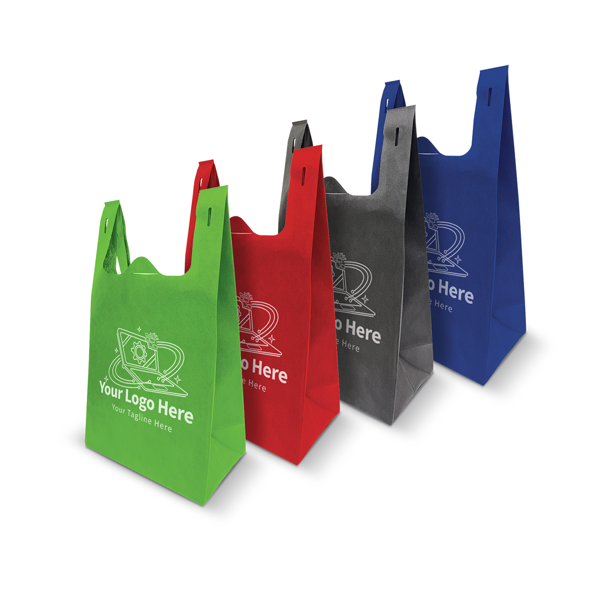 T-shirt Non-woven Market Bag with Bottom Gusset 70gsm 11"W x 7"D x 20"H