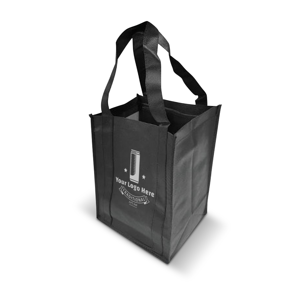 6-Bottles Non-Woven Wine Bag with Removable Dividers and Bottom Insert 100gsm Heavy Duty 10.25”W x 6.5"D x 13”H