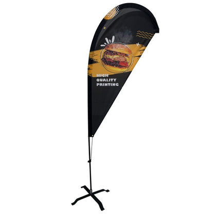 Tear Drop Flag Kit - Full Color Graphics Printing with Outdoor Use Spike base and Bag Included