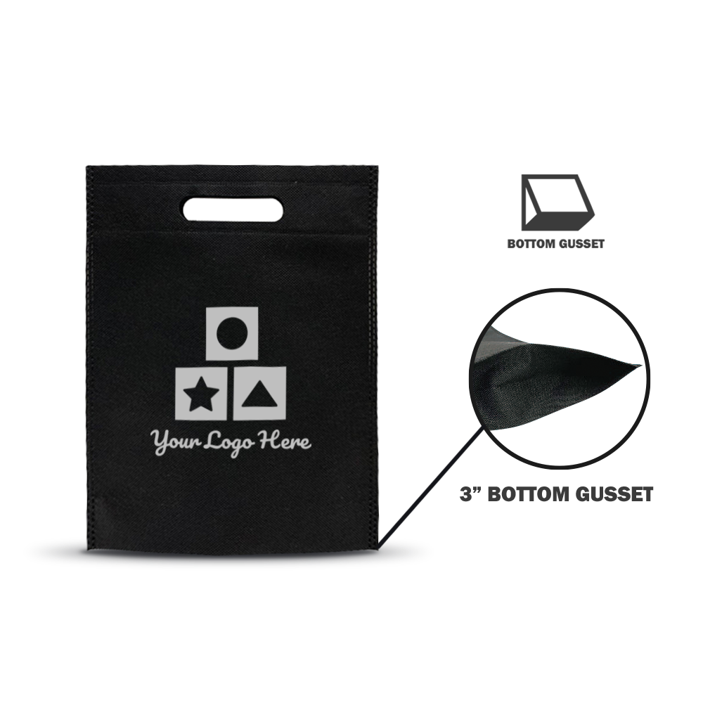 Ultrasonic Die Cut Handle Bag 80gsm 9”W x 3”D x 12"H