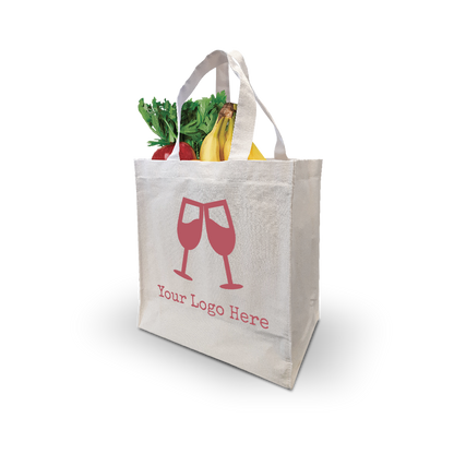 6-Bottle Canvas Wine Bag with Removable Dividers 10oz 10.5”W x 7.5"D x 12”H