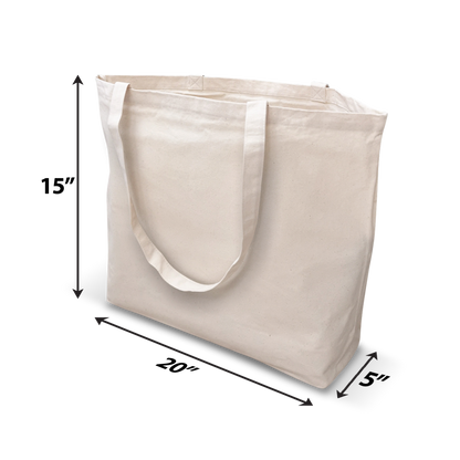 Jumbo Canvas Tote Bag 10oz 20"W x 5"D x 16"H