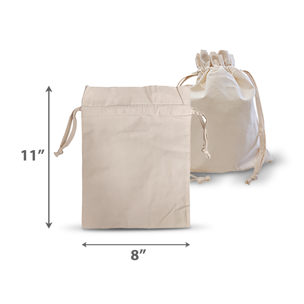 Canvas Accessory Drawstring Bag 5oz 8”W x 11”H